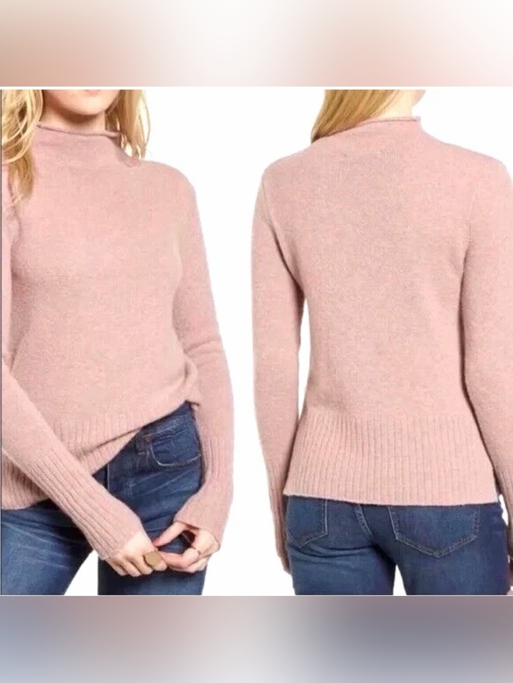 Madewell Inland Turtleneck Sweater- Heather Pink